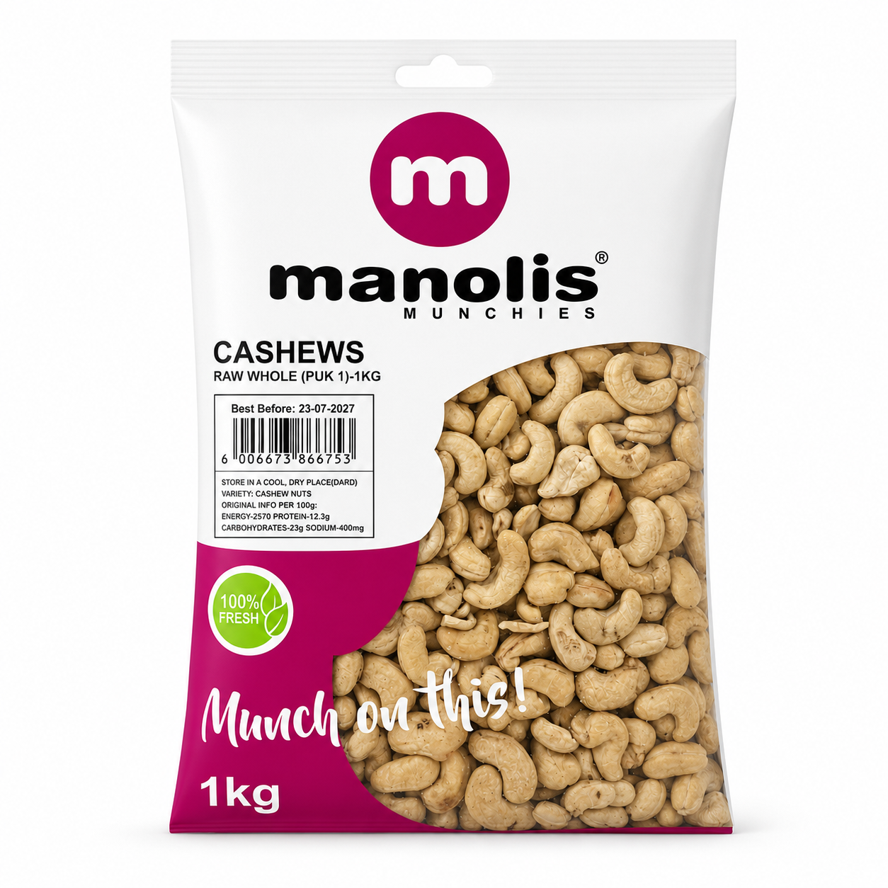 Cashews Raw Whole (PUK 1) Catering Grade 1kg